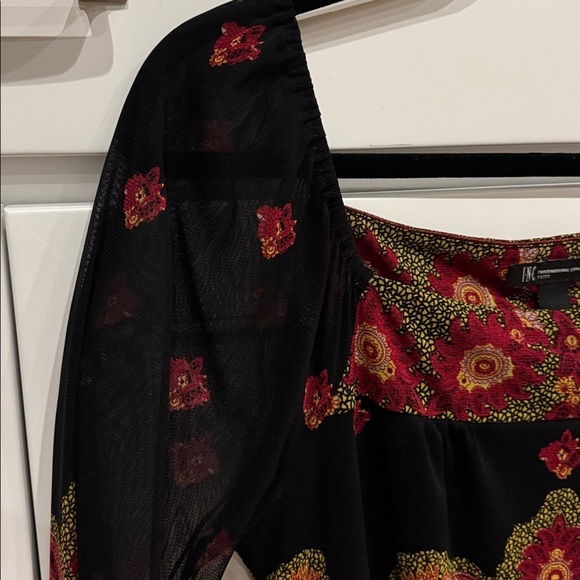 INC Boho chic peasant blouse Top Womens L sheer puff sleeves square neckline - Picture 6 of 10